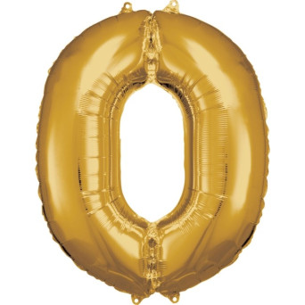 Globo Foil de Número 0 de 86 Centímetros de color Oro