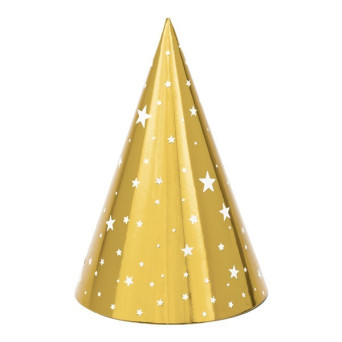 Gorro de Estrellas 6 Unidades de 16 Centímetros de color Oro