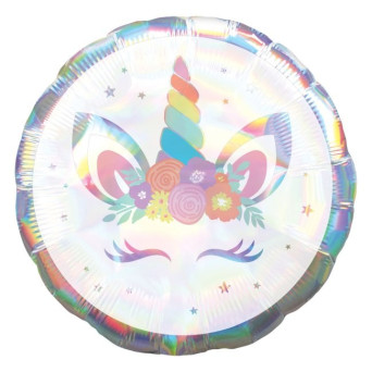 Globo Foil de Unicornio Holográfico Iridiscente de 45 Centímetros