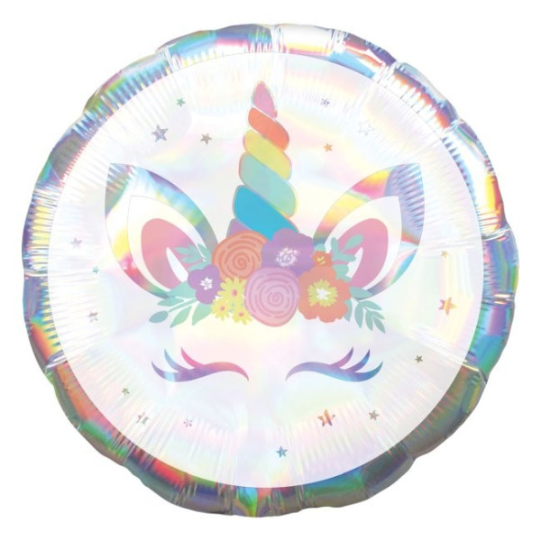 Globo Foil de Unicornio Holográfico Iridiscente de 45 Centímetros