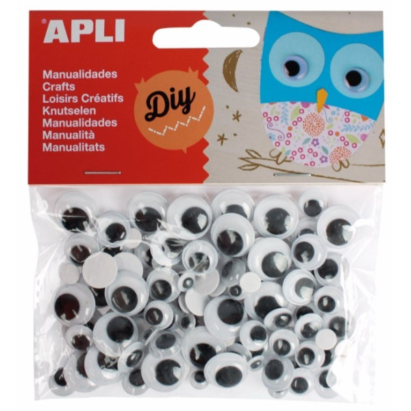 Ojo Móvil Redondo Adhesivo 100 Unidades de color Negro