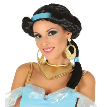 Peluca Negra de Princesa del Desierto para Adulto