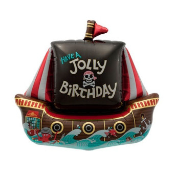 Globo Foil de Barco Pirata Have a Jolly Birthday de 91 Centímetros