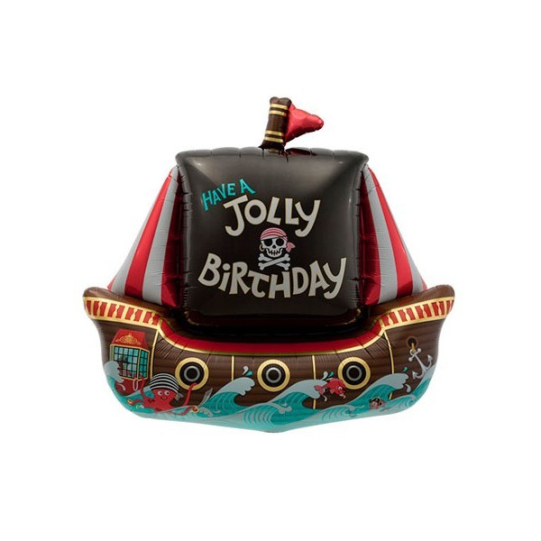 Globo Foil de Barco Pirata Have a Jolly Birthday de 91 Centímetros