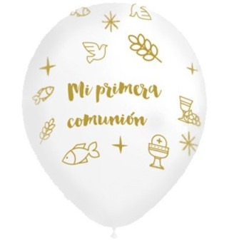 Globo Látex de Mi Primera Comunión 8 Unidades R12 de 28 Centímetros 100% Biodegradable