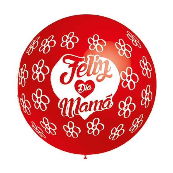 Globo Látex de Feliz Día Mamá R24 de 60 Centímetros 100% Biodegradable