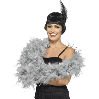 Boa de Plumas Deluxe de color Plata de 180 Centímetros y 80 Gramos