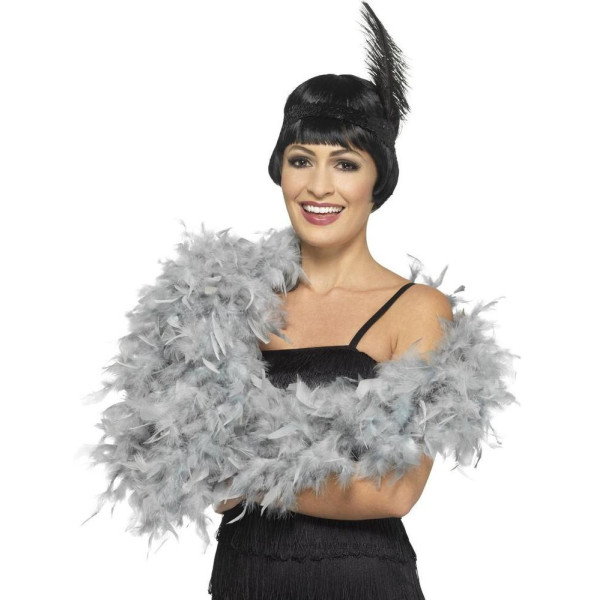 Boa de Plumas Deluxe de color Plata de 180 Centímetros y 80 Gramos