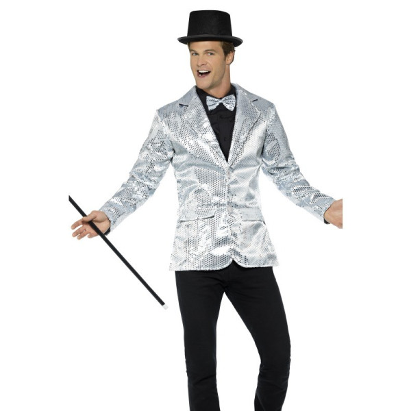 Chaqueta de Lentejuelas de color Plata para Adulto
