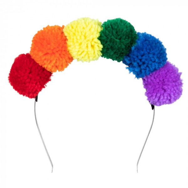 Diadema de Pompones Rainbow para Adulto
