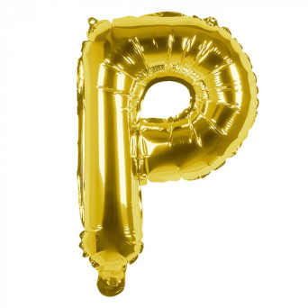 Globo Foil de Letra P de 36 Centímetros de color Oro