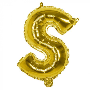 Globo Foil de Letra S de 36 Centímetros de color Oro