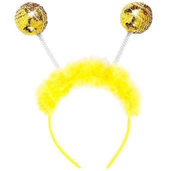 Diadema de Bolas con Lentejuelas de color Oro y Marabú Infantil