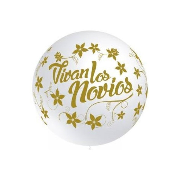 Globo Látex de Vivan los Novios R24 de 60 Centímetros de color Blanco 100% Biodegradable 