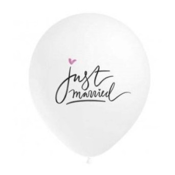 Globo Látex de Just Married 8 Unidades R12 de 30 Centímetros 100% Biodegradable