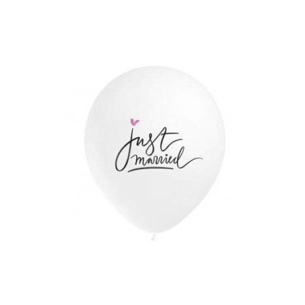 Globo Látex de Just Married 8 Unidades R12 de 30 Centímetros 100% Biodegradable