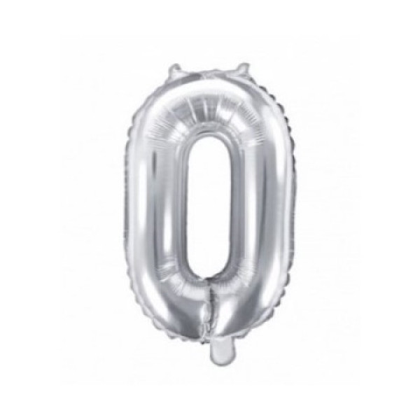 Globo Foil de Número 0 de 35 Centímetros de color Plata