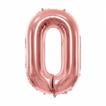 Globo Foil de Número 0 de 86 Centímetros de color Oro Rosa