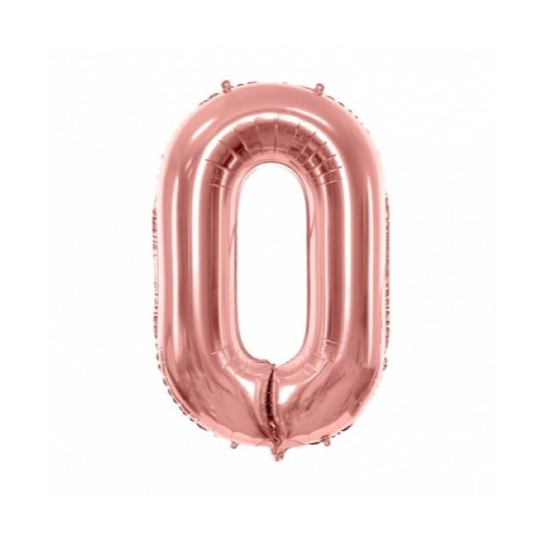 Globo Foil de Número 0 de 86 Centímetros de color Oro Rosa