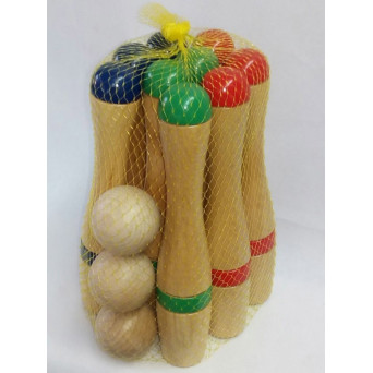 Juego de 9 Bolos de Madera 25 Centímetros