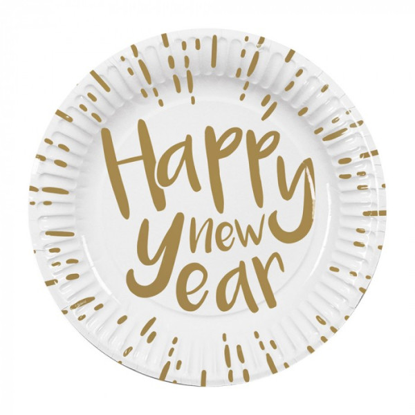 Plato de Happy New Year 10 Unidades de 23 Centímetros