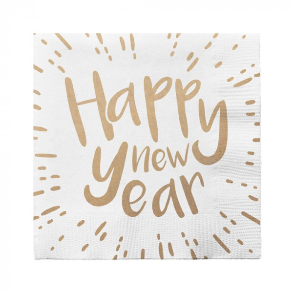Servilleta de Happy New Year 20 Unidades de 33 x 33 Centímetros de color Blanco