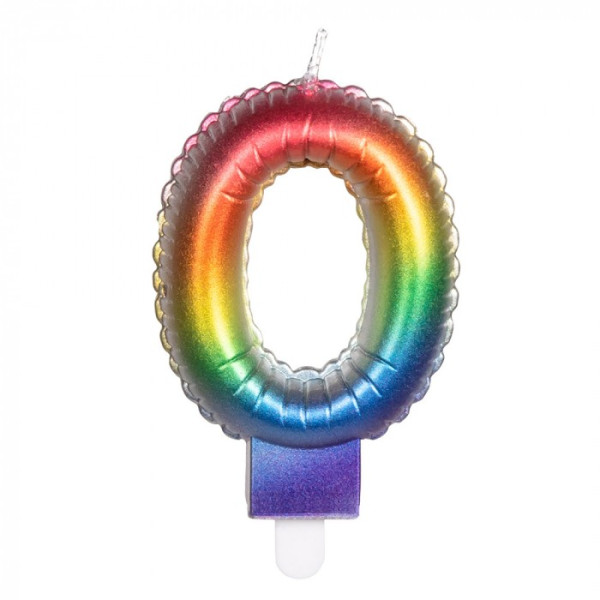 Vela Cumpleaños de Número 0 Rainbow