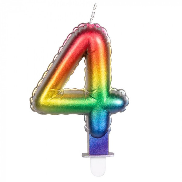 Vela Cumpleaños de Número 4 Rainbow