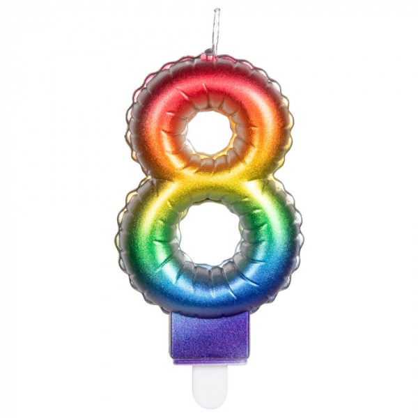 Vela Cumpleaños de Número 8 Rainbow