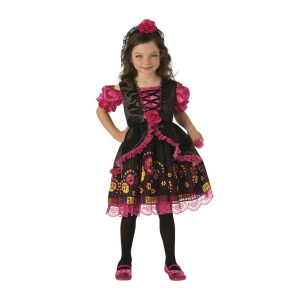 Disfraz de Catrinita Dulce del Día de los Muertos Mexicano Infantil