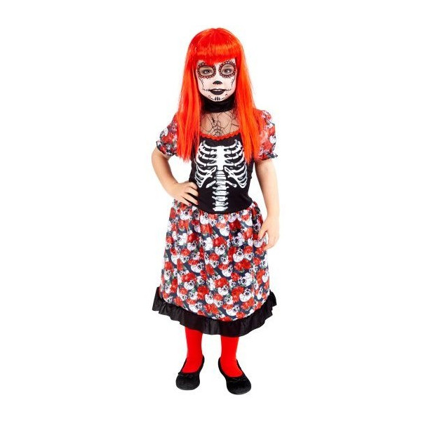 Disfraz de Catrina Bonita del Día de los Muertos Mexicano Infantil