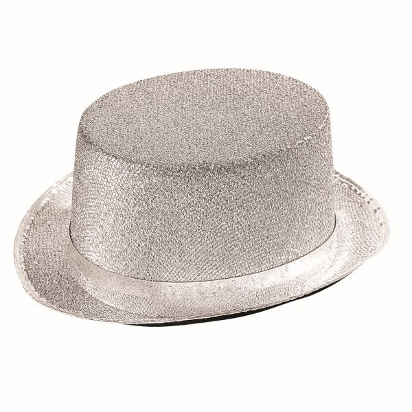 Sombrero de Copa Lurex de color Plata para Adulto