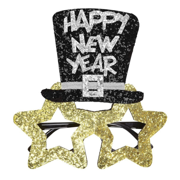 Gafas de Feliz Año Nuevo de color Oro y Negro para Adulto