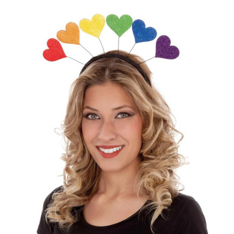 Diadema de Corazones Rainbow para Adulto