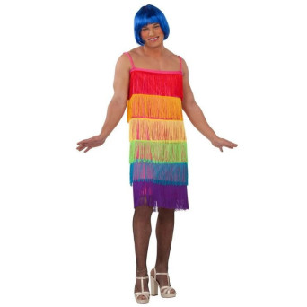 Vestido de Flecos Rainbow para Adulto