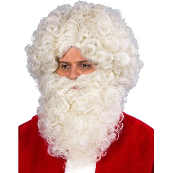 Peluca Blanca de Papá Noel Deluxe con Barba para Adulto