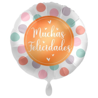 Globo Foil de Muchas Felicidades Puntos de 43 Centímetros
