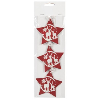 Estrella Decorada 3 Unidades de 6 Centímetros de color Granate