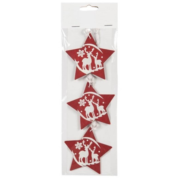 Estrella Decorada 3 Unidades de 6 Centímetros de color Granate