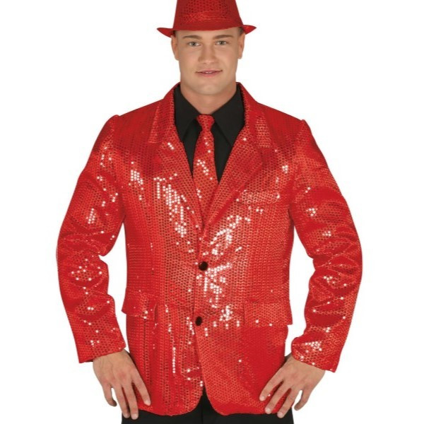 Chaqueta de Lentejuelas de color Rojo para Adulto