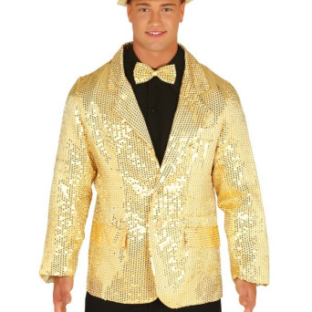 Chaqueta de Lentejuelas de color Oro para Adulto