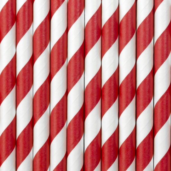 Pajita de Papel 10 Unidades de 19,5 Centímetros de color Rojo