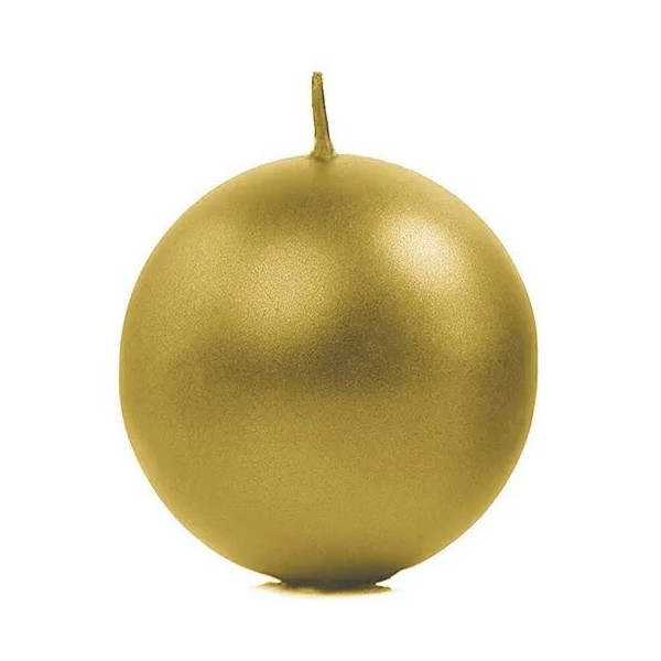 Vela de Esfera de 6 Centímetros de color Oro Metálico