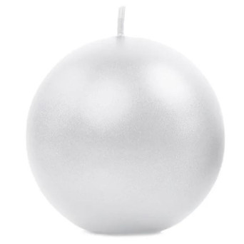 Vela de Esfera de 8 Centímetros de color Perla Metálico