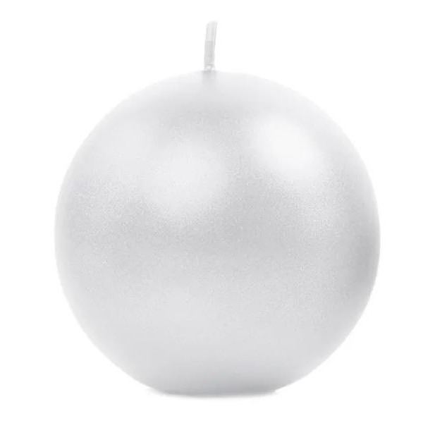 Vela de Esfera de 8 Centímetros de color Perla Metálico