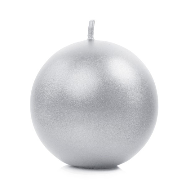 Vela de Esfera de 8 Centímetros de color Plata Metálico