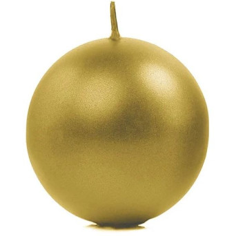 Vela de Esfera de 8 Centímetros de color Oro Metálico