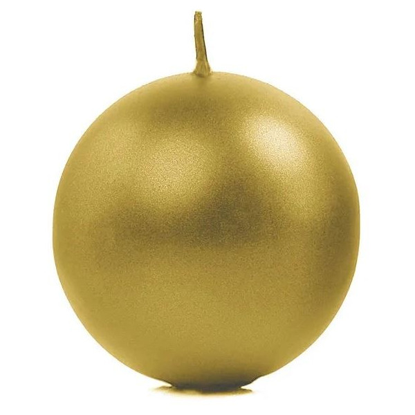 Vela de Esfera de 8 Centímetros de color Oro Metálico