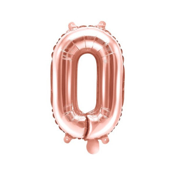 Globo Foil de Número 0 de 35 Centímetros de color Oro Rosa