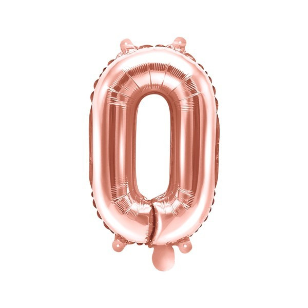 Globo Foil de Número 0 de 35 Centímetros de color Oro Rosa